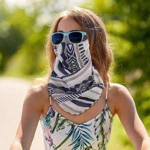 Blue Plaid Chiffon Face Mask